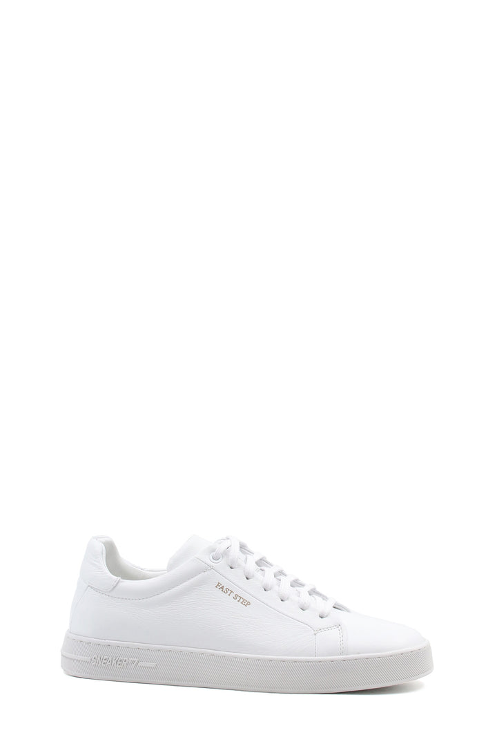 Men's Classic White Leather Sneakers with Lace-Up Design - Wessi