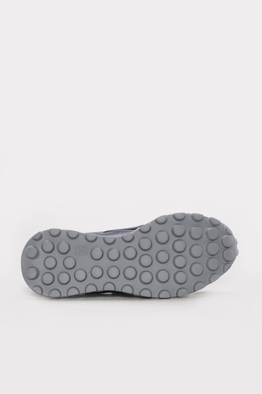 Navy Suede-Textured Leather Running Sneakers for Men | Wessi
