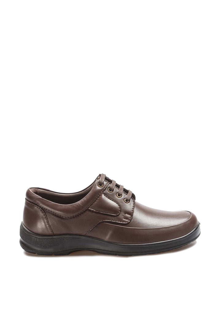 Men's Brown Leather Lace-Up Shoes with Padded Insole - Wessi