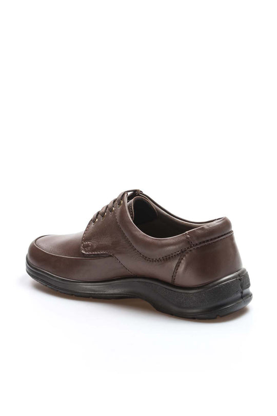 Men's Brown Leather Lace-Up Shoes with Padded Insole - Wessi