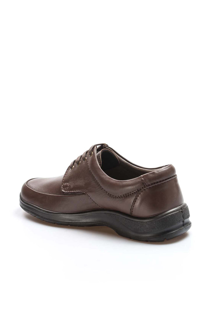 Men's Brown Leather Lace-Up Shoes with Padded Insole - Wessi