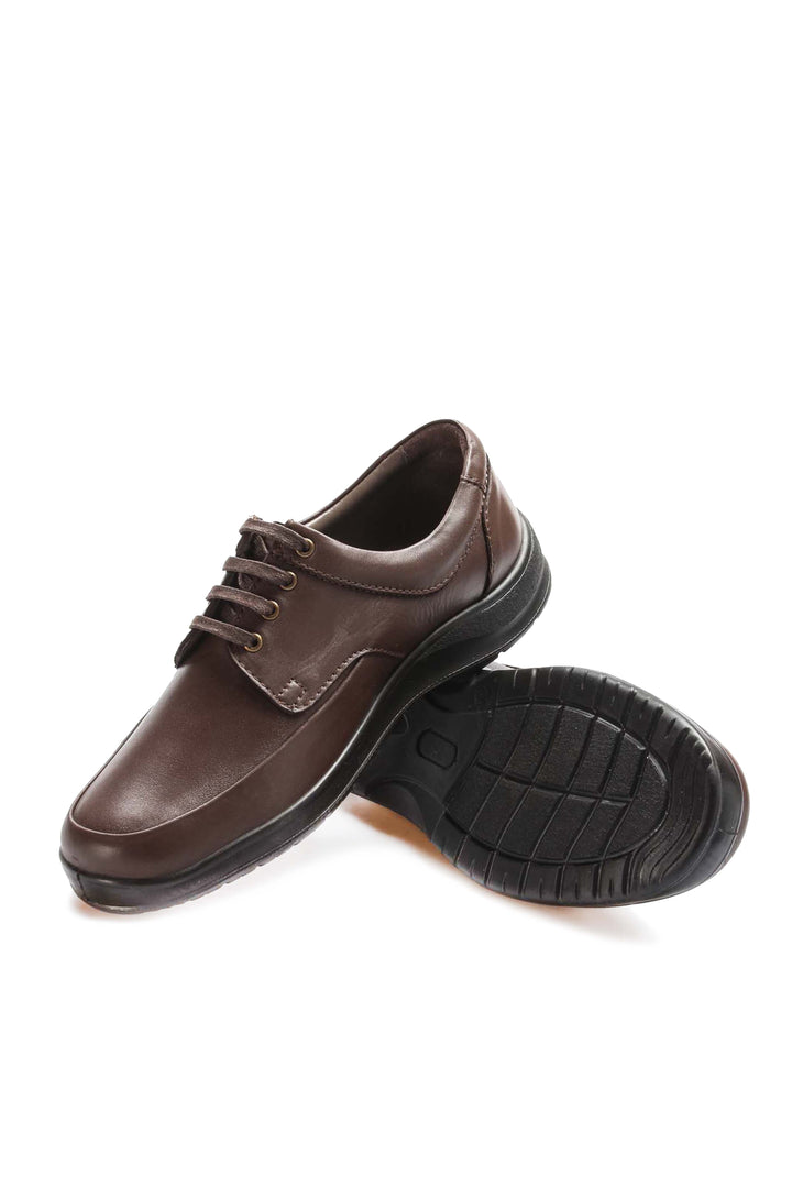 Men's Brown Leather Lace-Up Shoes with Padded Insole - Wessi