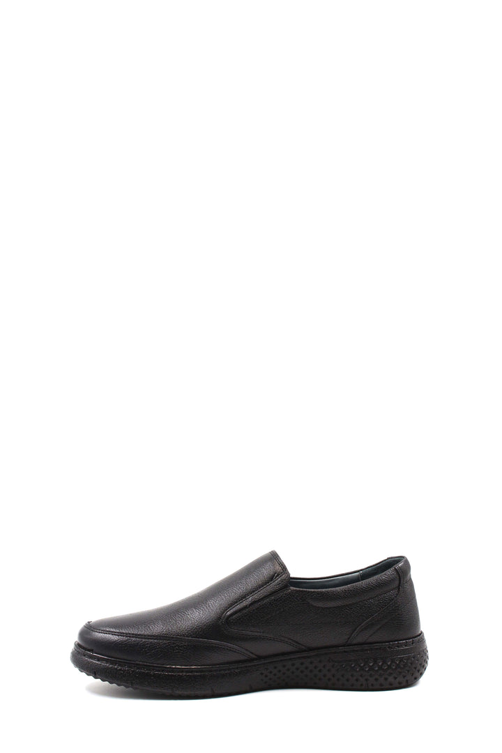 Men's Black Leather Slip-On Shoes with Cushioned Sole - Wessi
