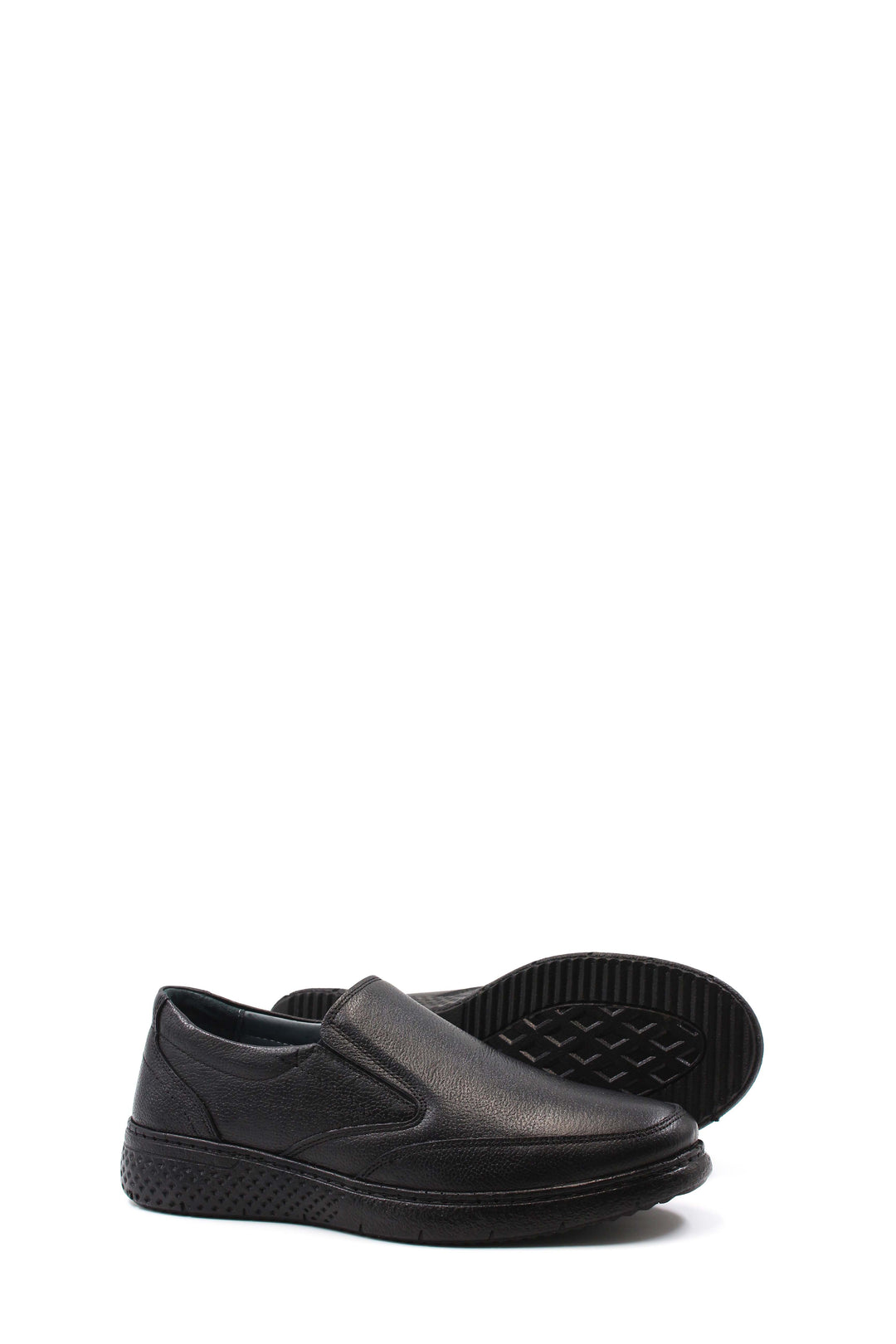 Men's Black Leather Slip-On Shoes with Cushioned Sole - Wessi