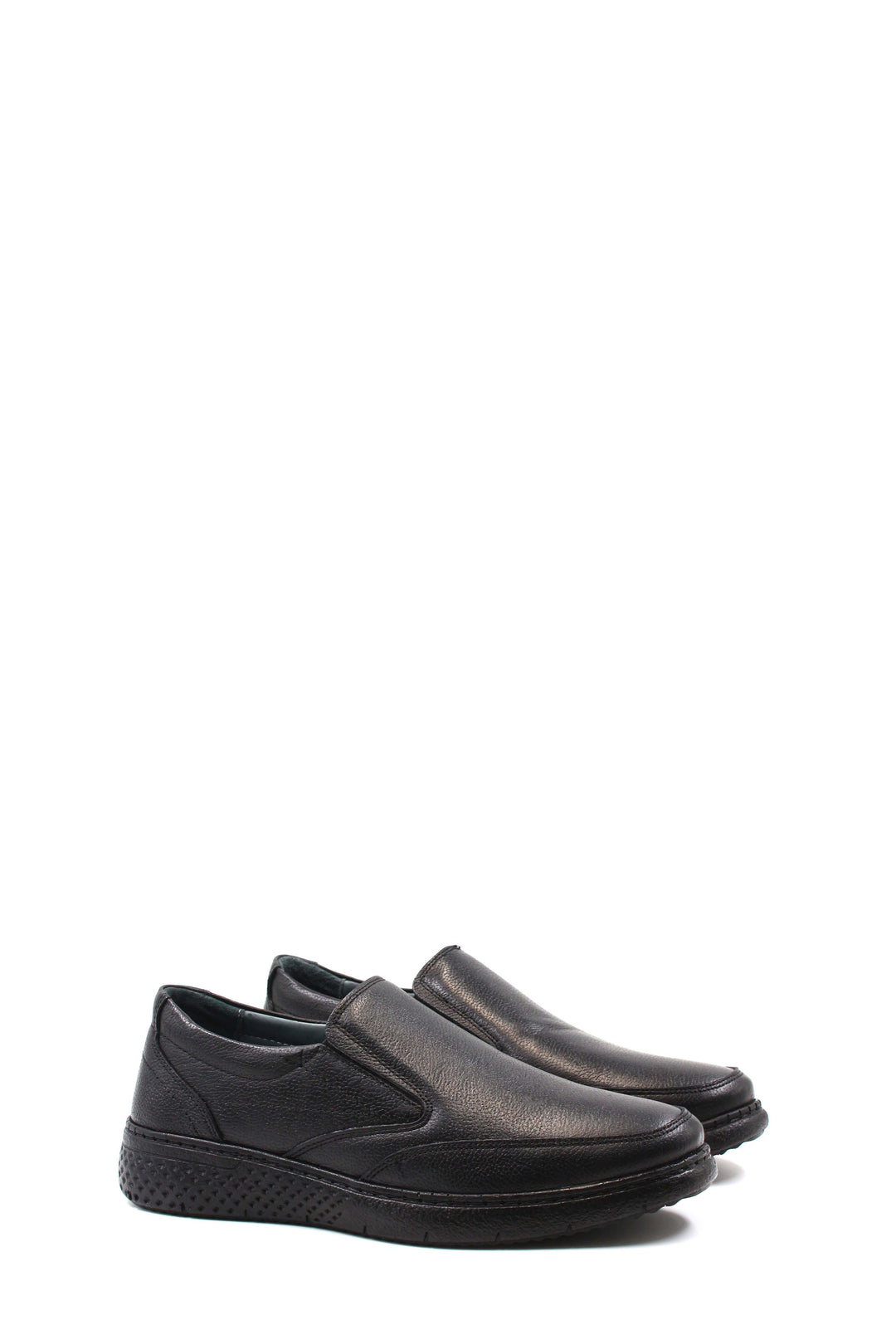 Men's Black Leather Slip-On Shoes with Cushioned Sole - Wessi