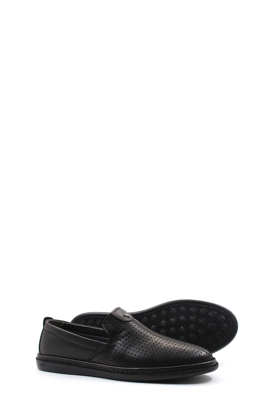 Perforated Black Slip-Ons-Wessi