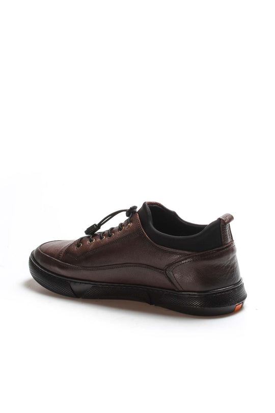 Men's Brown Leather Lace-Up Shoes with Durable Sole - Wessi