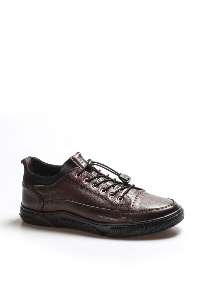 Men's Brown Leather Lace-Up Shoes with Durable Sole - Wessi