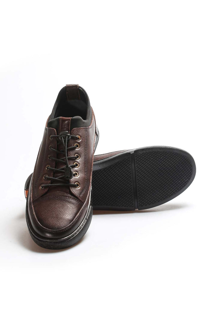 Men's Brown Leather Lace-Up Shoes with Durable Sole - Wessi