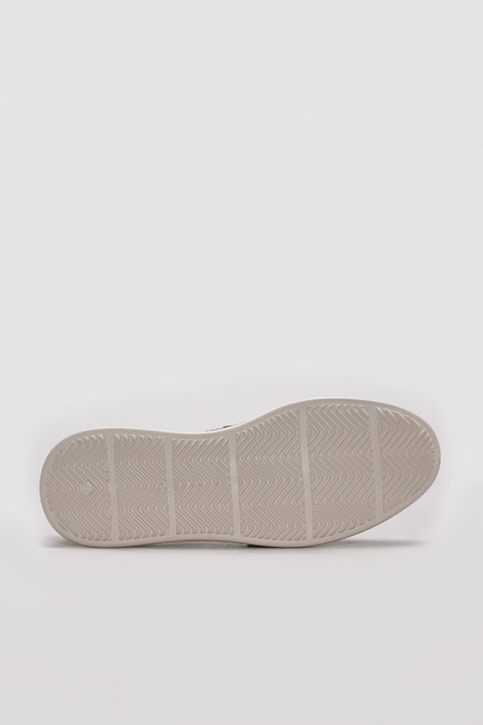 Beige Perforated Leather Casual Loafers for Men | Wessi