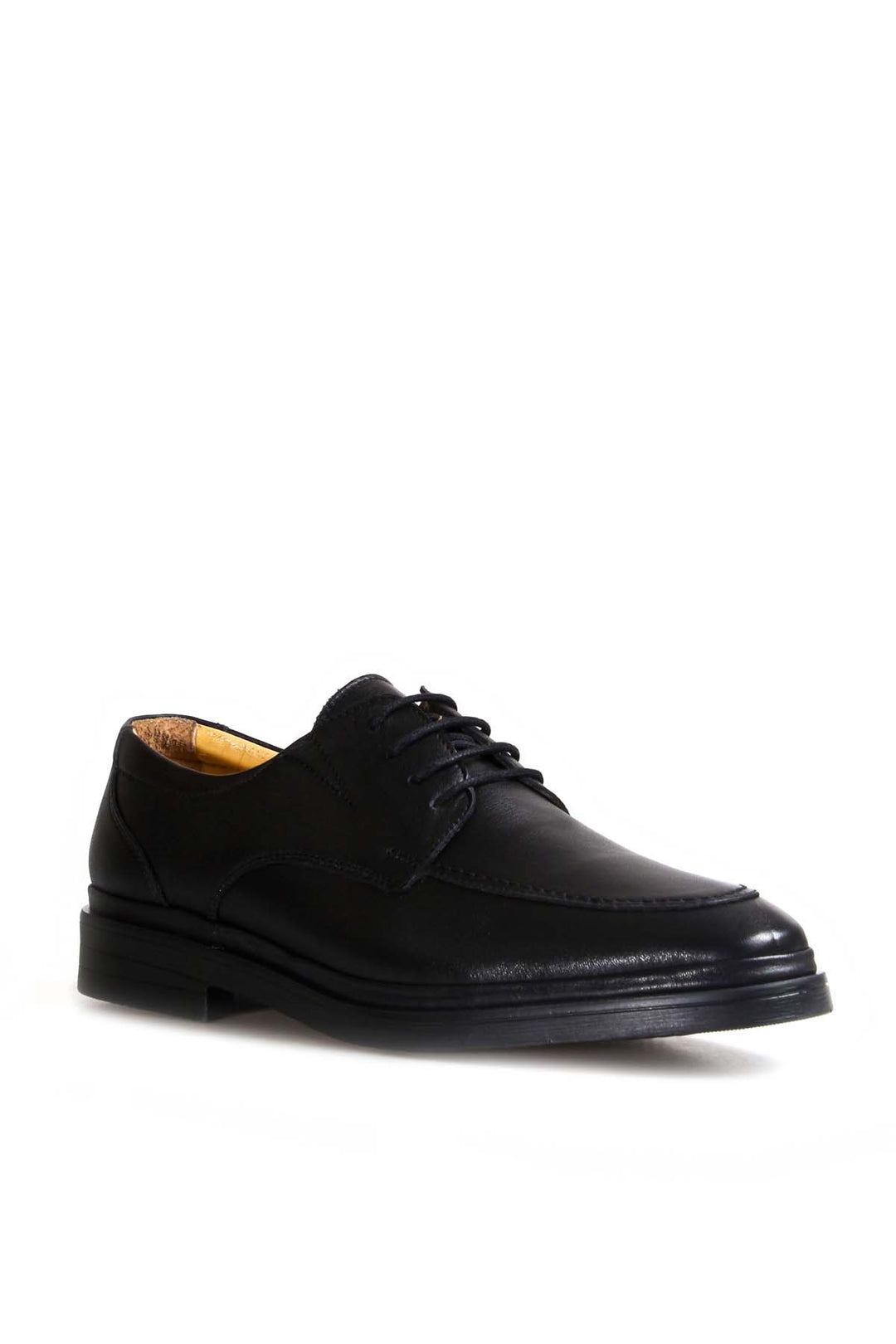 Men's Black Leather Derby Shoes with Moc Toe Stitching - Wessi