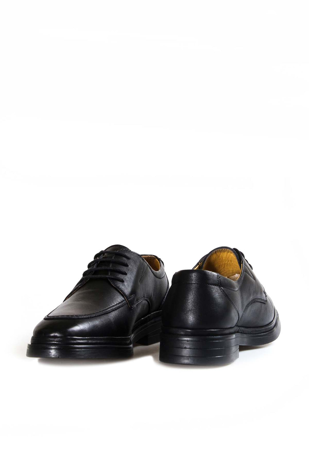 Men's Black Leather Derby Shoes with Moc Toe Stitching - Wessi