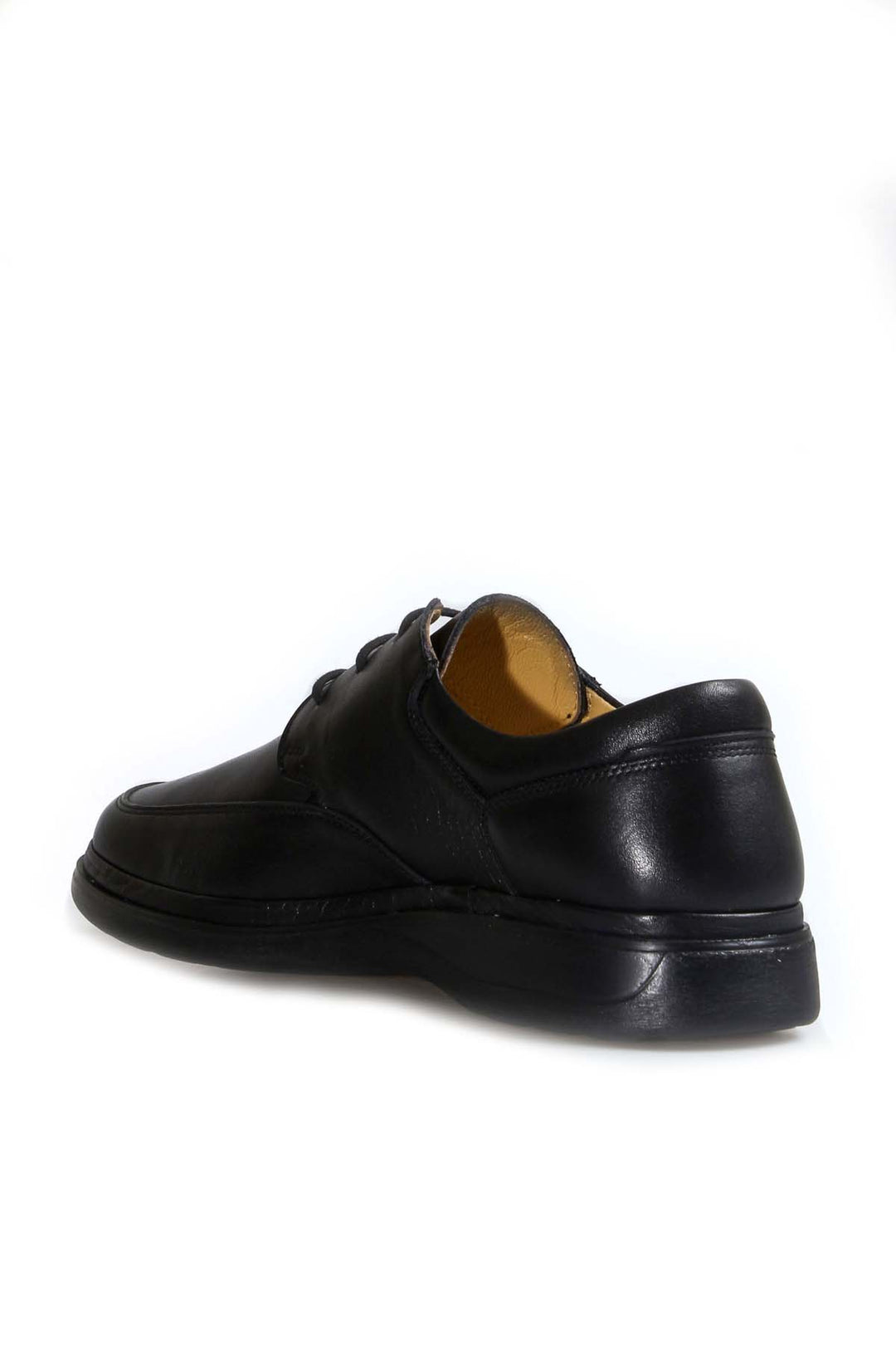 Men's Black Leather Lace-Up Shoes with Cushioned Sole - Wessi