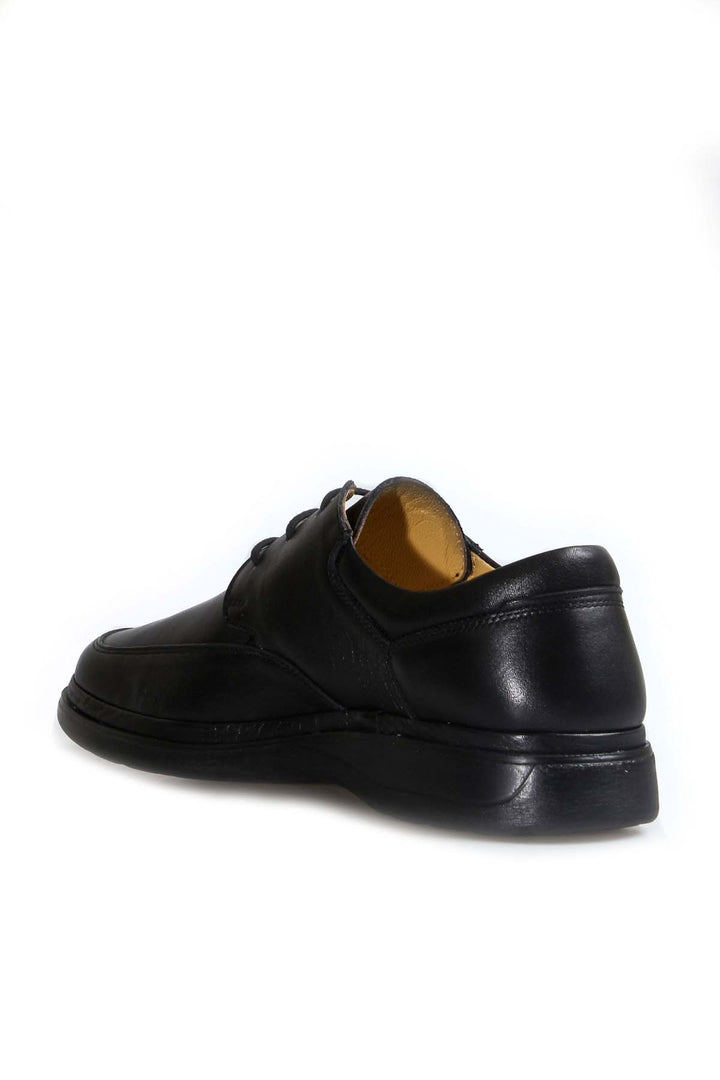 Men's Black Leather Lace-Up Shoes with Cushioned Sole - Wessi