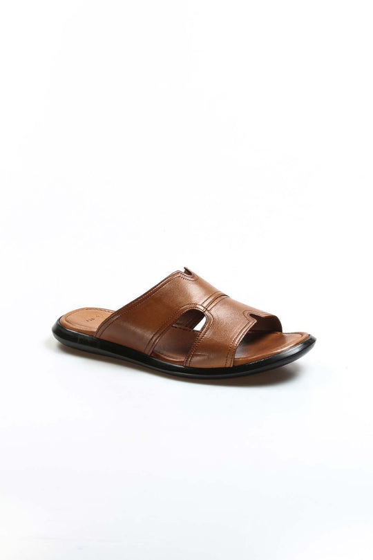 Sandales à enfiler en cuir marron pour hommes - Wessi