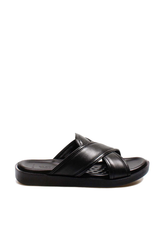 Sandalias de piel negras tipo chanclas para hombre - Wessi