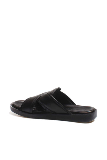 Sandalias de piel negras tipo chanclas para hombre - Wessi