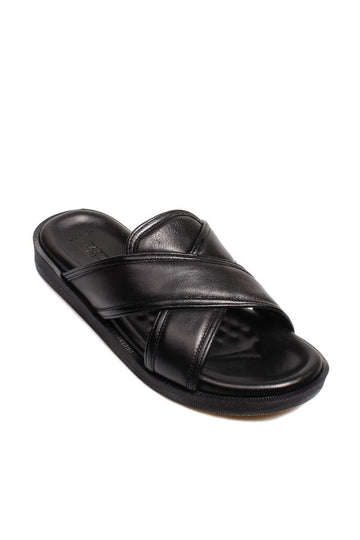 Sandalias de piel negras tipo chanclas para hombre - Wessi