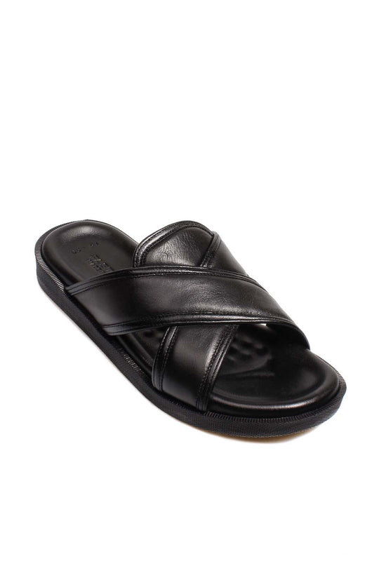 Sandalias de piel negras tipo chanclas para hombre - Wessi
