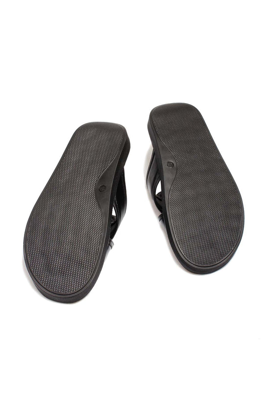 Sandalias de piel negras tipo chanclas para hombre - Wessi