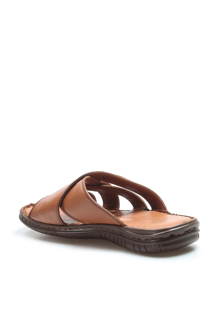 Men's Brown Leather Slide Sandals - Wessi