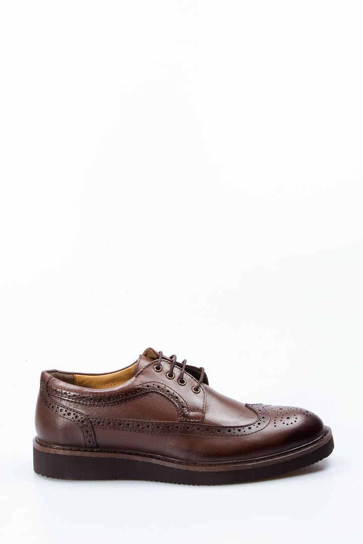 Men's Brown Brogue Leather Shoes - Wessi