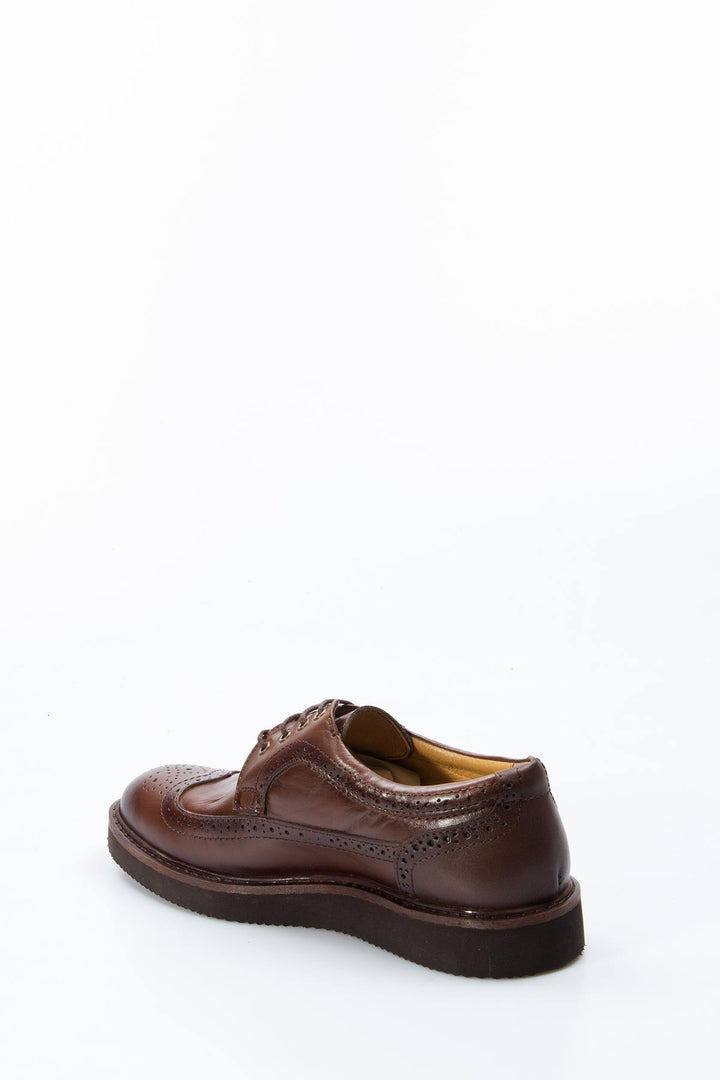 Men's Brown Brogue Leather Shoes - Wessi