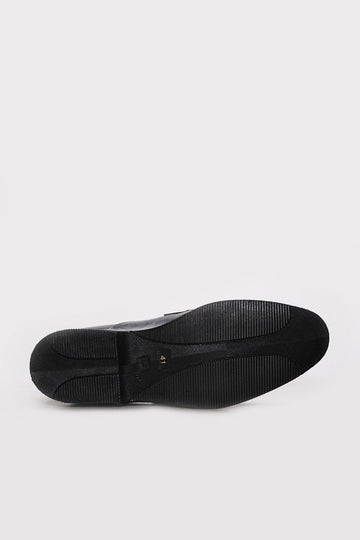 Black Textured Leather Lace-Up Dress Shoes for Men | Wessi