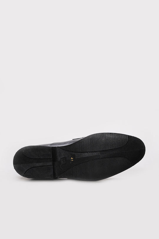 Black Textured Leather Lace-Up Dress Shoes for Men | Wessi