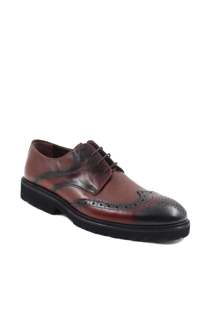 Men's Brown Leather Brogue Dress Shoes - Wessi
