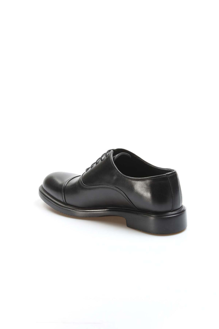 Men's Black Leather Cap-Toe Oxford Dress Shoes - Wessi