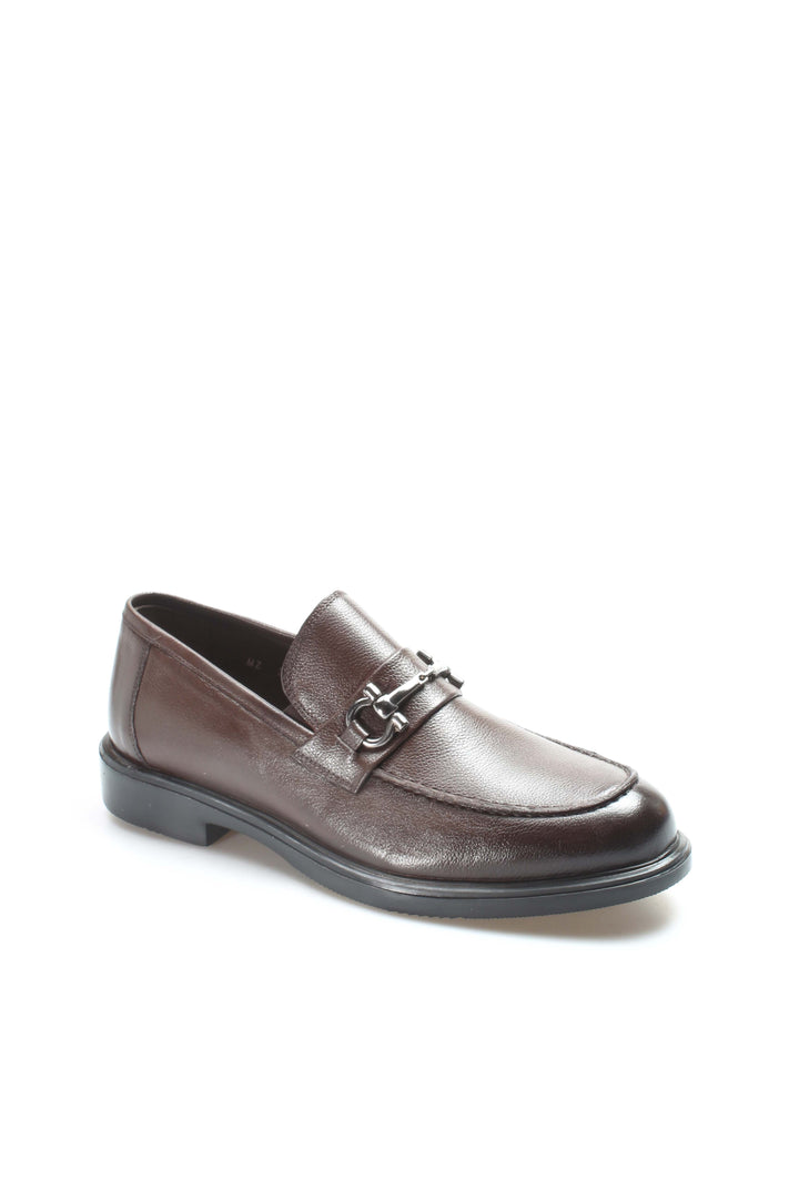 Mocassins à Boucle en Cuir Marron pour Homme-Wessi