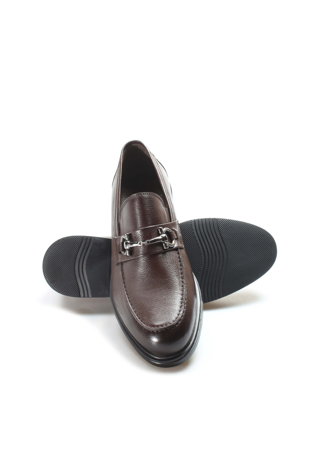Mocassins à Boucle en Cuir Marron pour Homme-Wessi