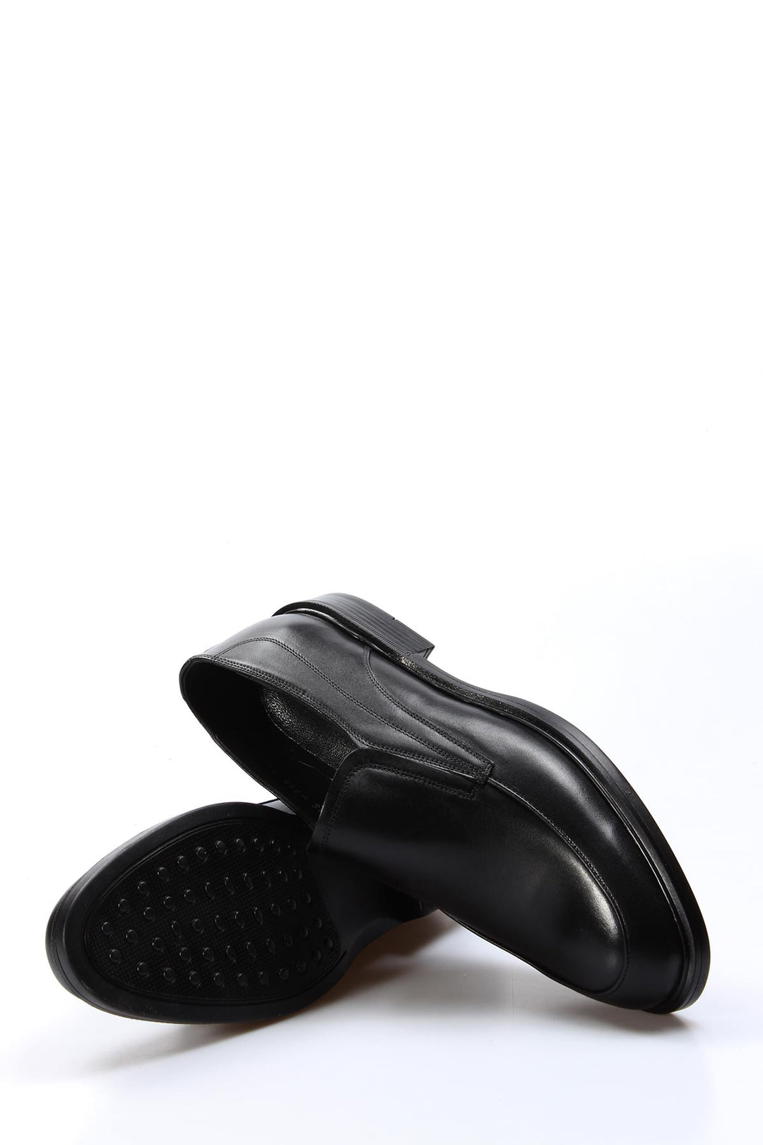 Men's Black Leather Loafers with Cushioned Insole and Sleek Design - Wessi