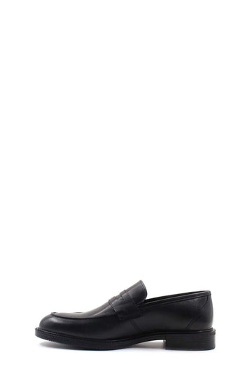 Elegant Black Leather Penny Loafers-Wessi