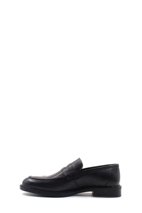 Elegant Black Leather Penny Loafers-Wessi