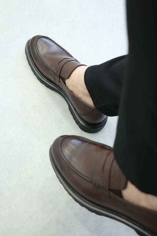 Mocassins épais en cuir marron Wessi