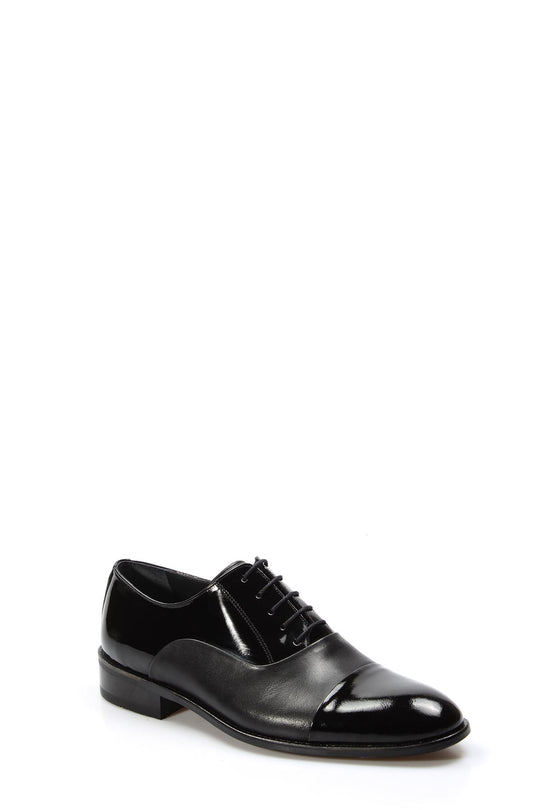 Chaussures Oxford en cuir verni noir pour hommes avec bout élégant et finition brillante - Wessi