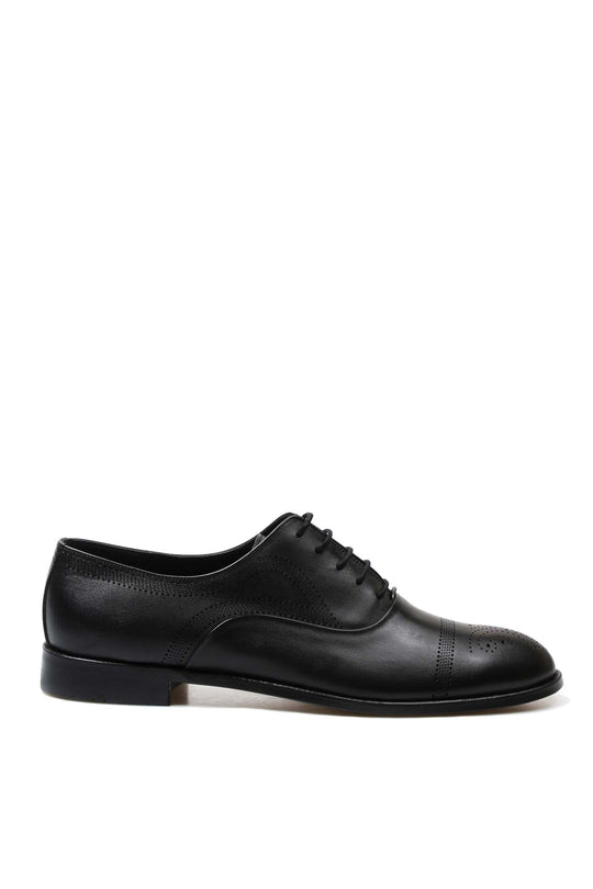 Men's Black Leather Oxford Shoes with Perforated Cap Toe - Wessi Wessi - Discover Diversity Men's Black Leather Oxford Shoes with Perforated Cap Toe - Wessi Wessi - Discover Diversity