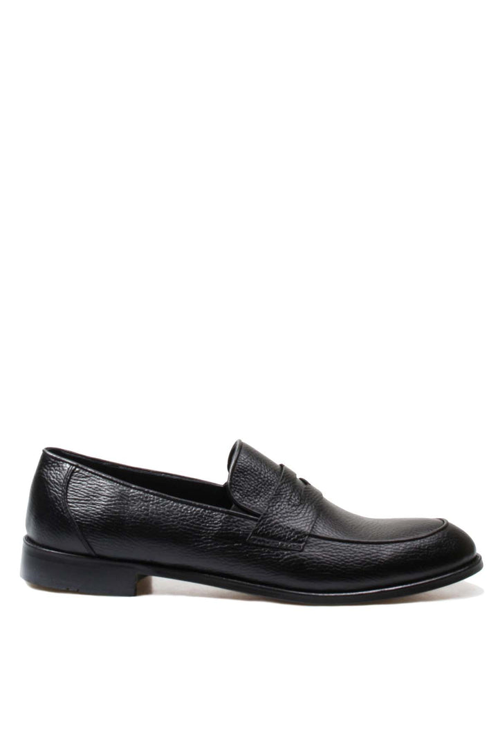 Mocassins Homme Noir En Cuir Grainé - Wessi