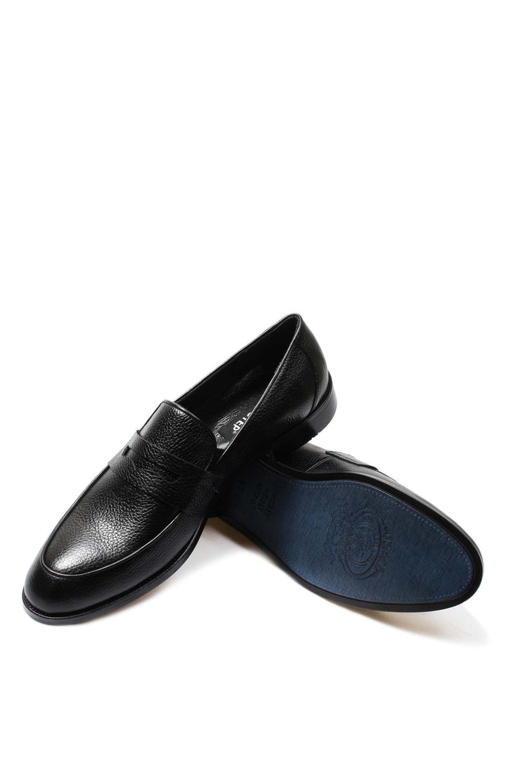 Mocassins Homme Noir En Cuir Grainé - Wessi