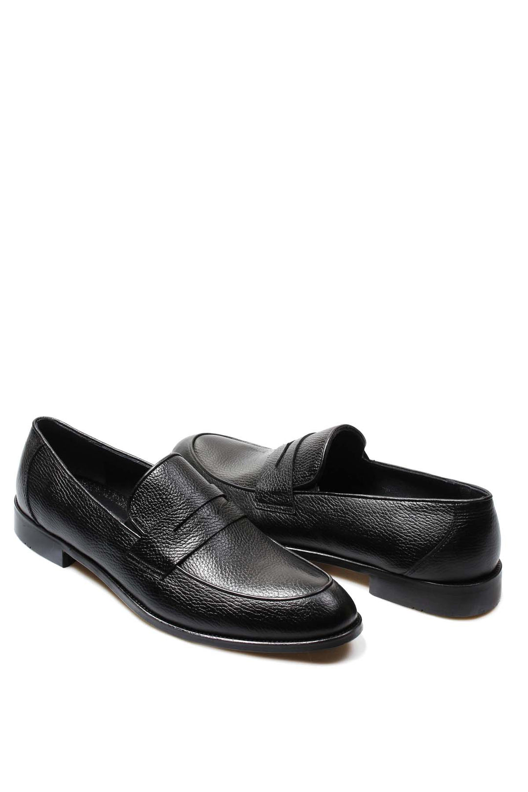 Mocassins Homme Noir En Cuir Grainé - Wessi