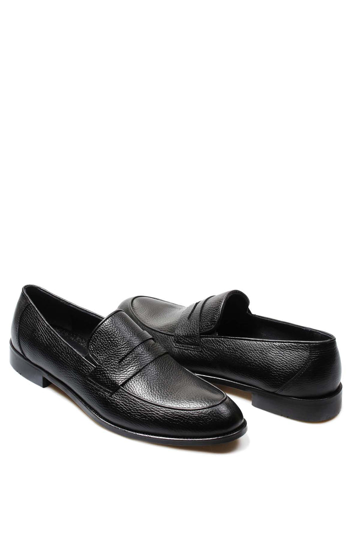 Mocassins Homme Noir En Cuir Grainé - Wessi