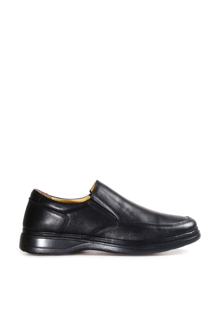 Men's Black Leather Slip-On Shoes with Cushioned Sole - Wessi