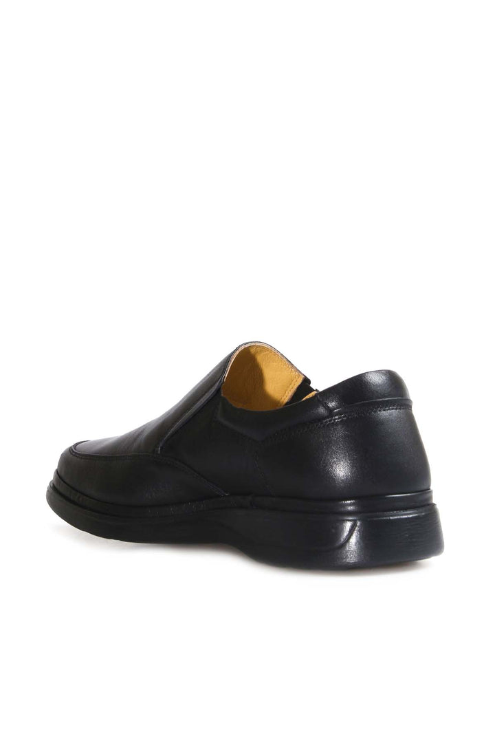 Men's Black Leather Slip-On Shoes with Cushioned Sole - Wessi