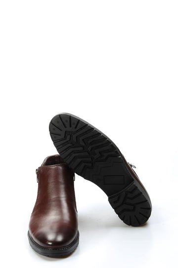 Мужские коричневые кожаные ботильоны на молнии-Wessi