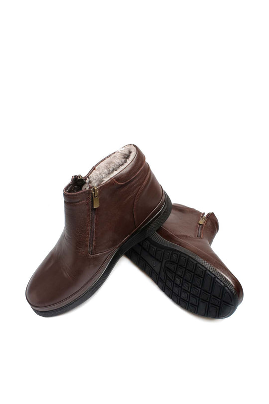 Men's Brown Leather Zip-Up Boots with Vegan Fur Lining - Wessi – Wessi Men's Brown Leather Zip-Up Boots with Vegan Fur Lining - Wessi – Wessi