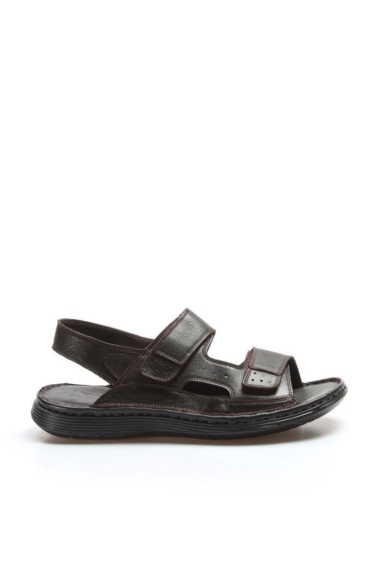 Men's Brown Leather Sandals with Adjustable Straps - Wessi