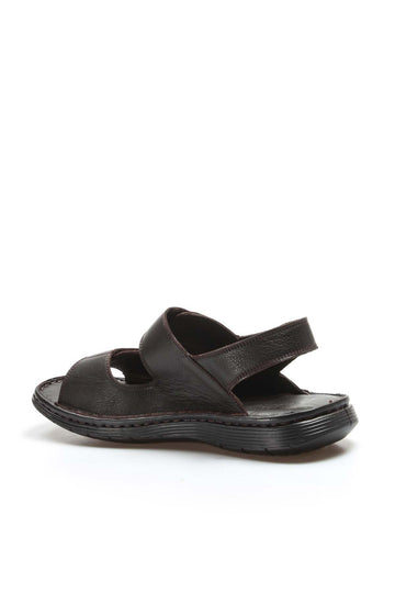 Men's Brown Leather Sandals with Adjustable Straps - Wessi