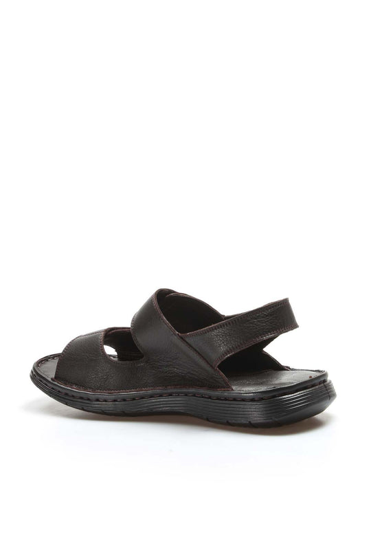 Men's Brown Leather Sandals with Adjustable Straps - Wessi